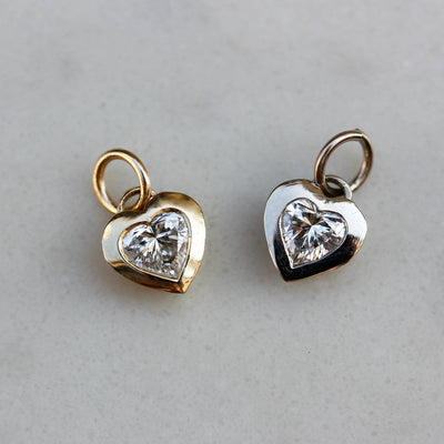 Celeste Heart Pendant 14k Gold Lab Diamond Earrings