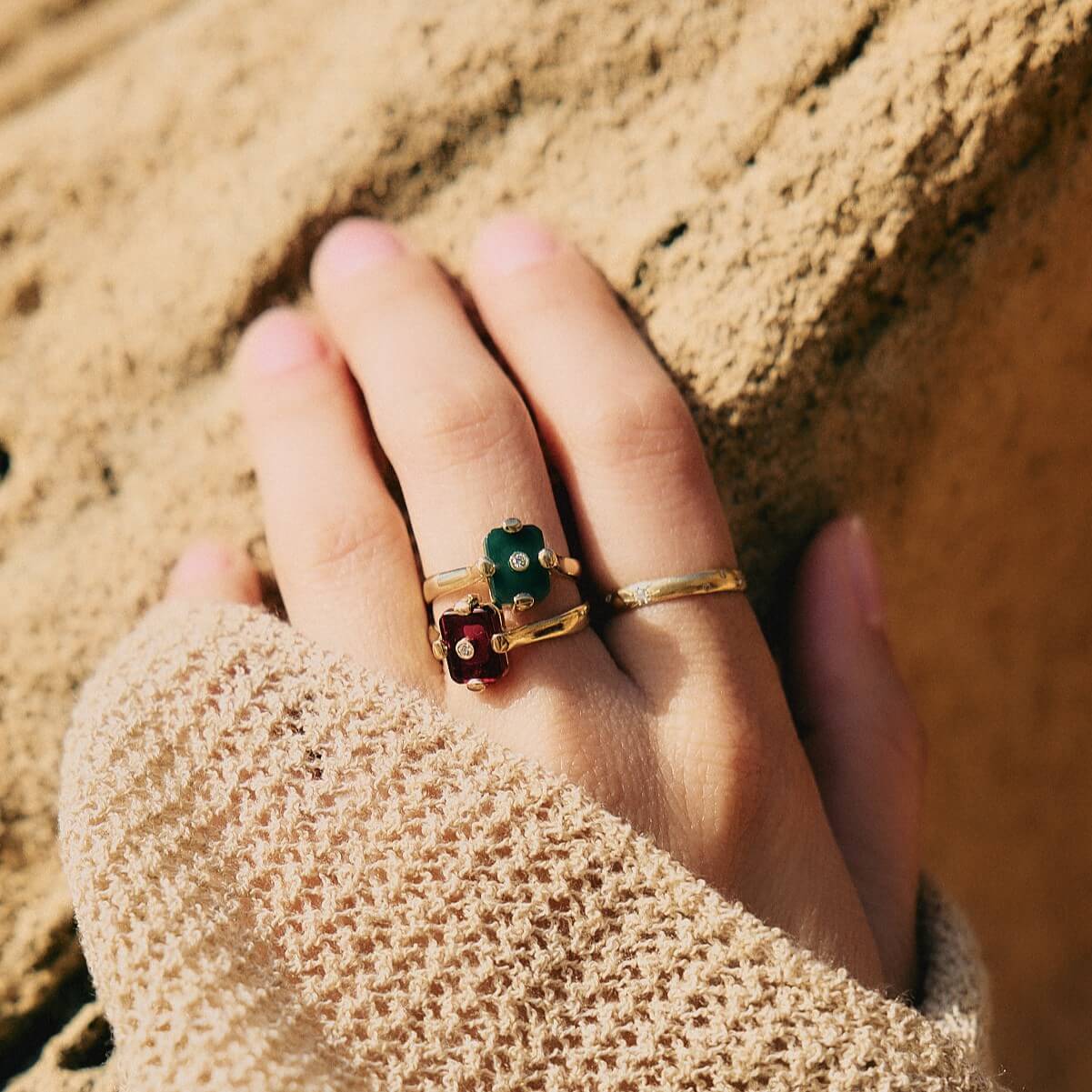 Midnight Ring 14k Gold Lab Diamond & Ruby Rings