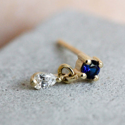 Oasis Earrings 14k Gold Lab White Diamonds & Gem Earrings