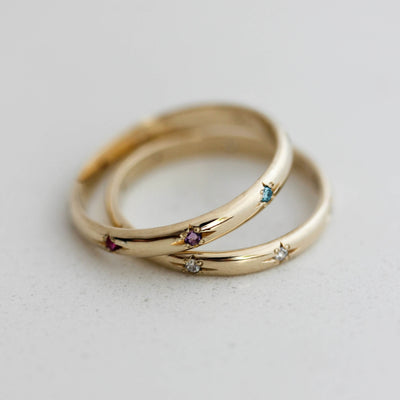 Saturn Rainbow Ring 14k Gold Rings