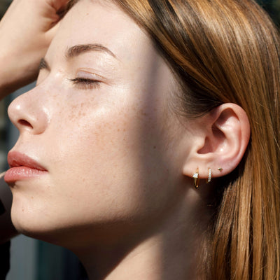 Kelly Earring 14K Gold White Lab Diamonds Earrings