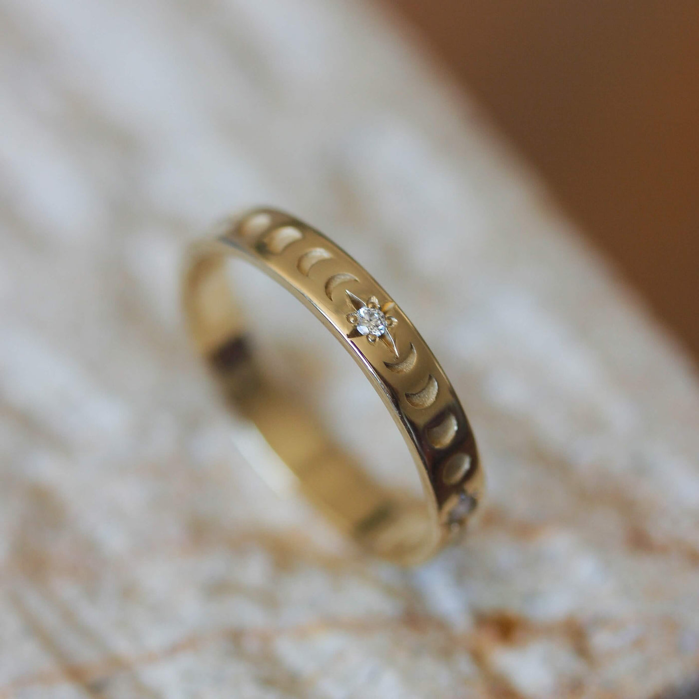 Moon Ring 14k Gold Lab Diamond Rings