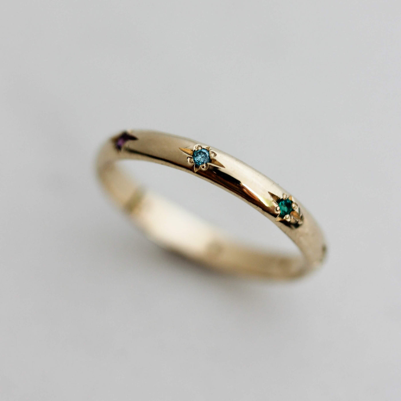 Saturn Rainbow Ring 14k Gold Rings