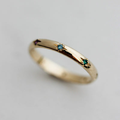 Saturn Rainbow Ring 14k Gold Rings