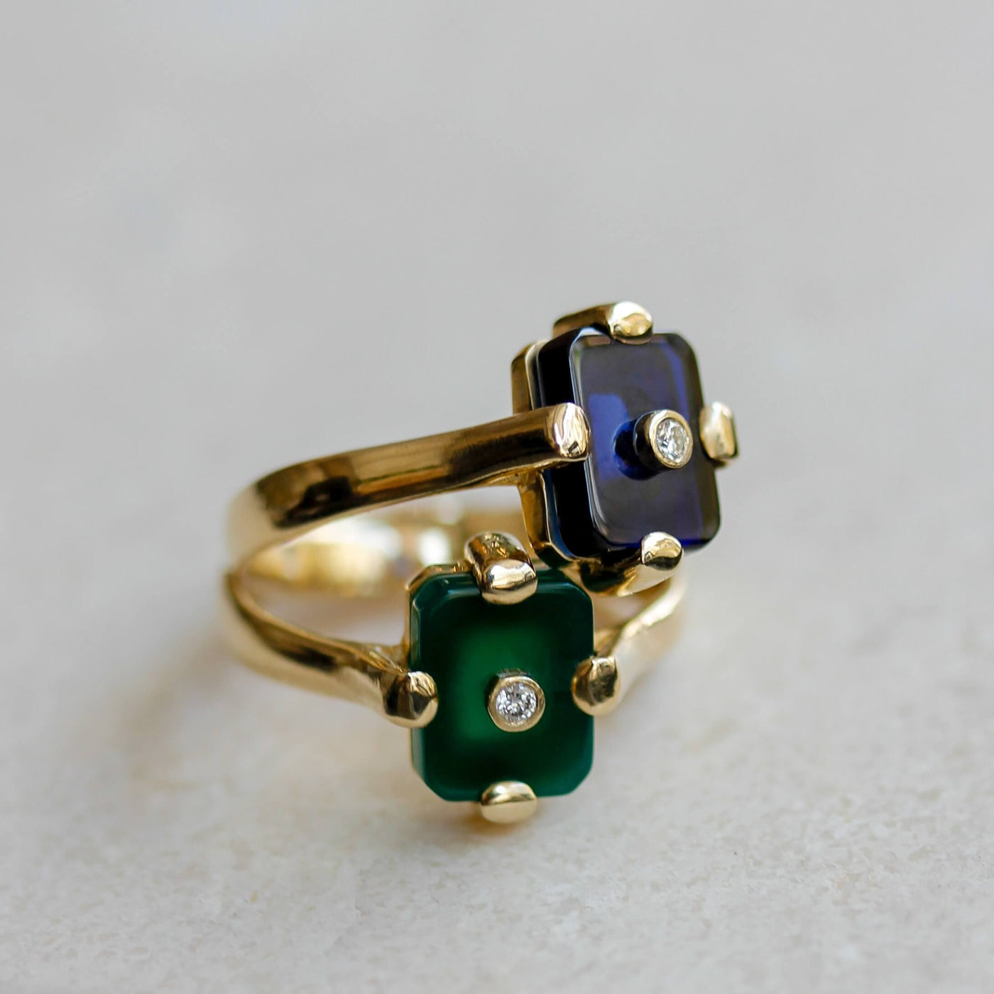 Midnight Ring 14k Gold Lab Diamond & Sapphire Rings