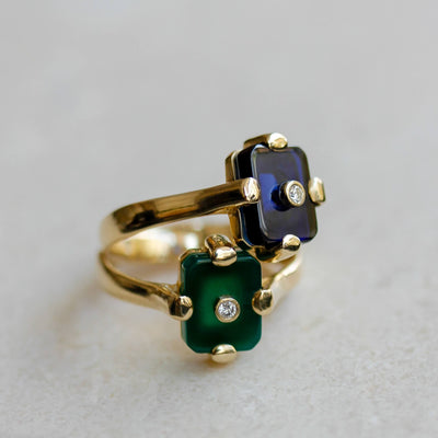 Midnight Ring 14k Gold Lab Diamond & Sapphire Rings