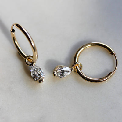 Elsa Hoop Earring 14k Gold Lab Diamond Earrings