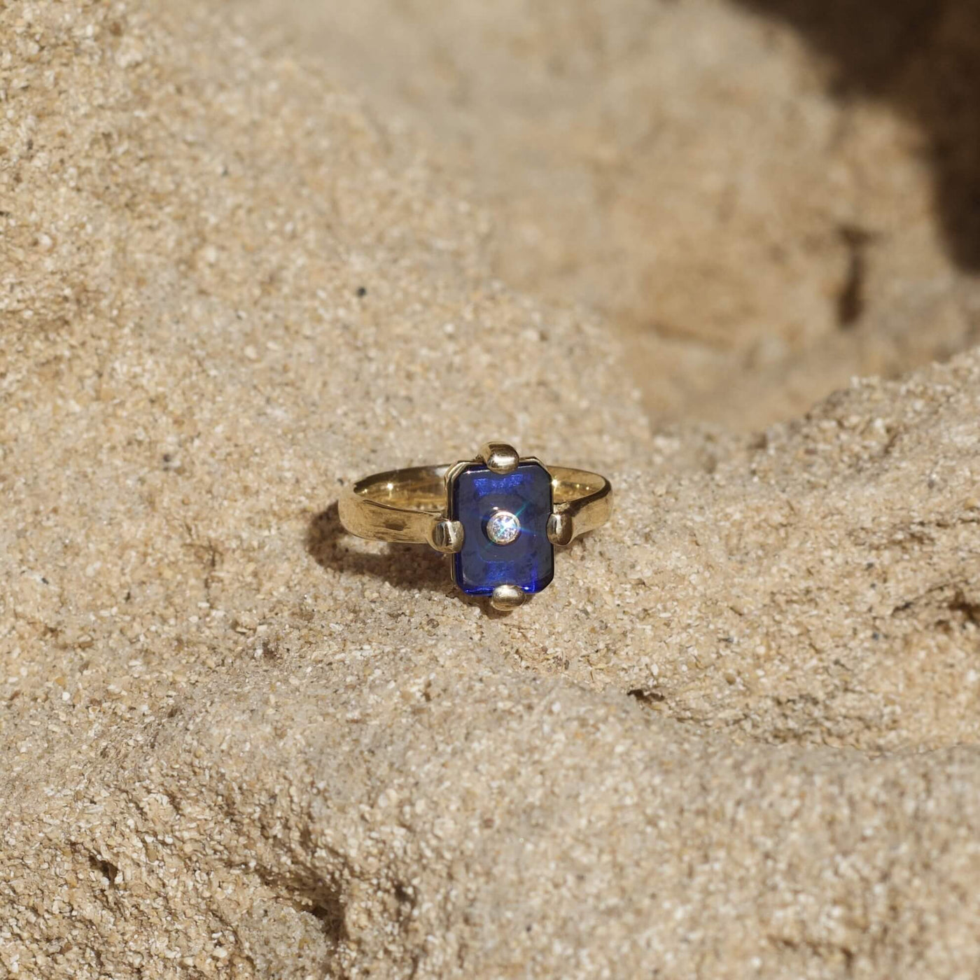 Midnight Ring 14k Gold Lab Diamond & Sapphire Rings