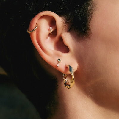 Oasis Piercing 14k Gold Lab White Diamond & Gem Earrings