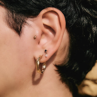Oasis Piercing 14k Gold Lab White Diamond & Gem Earrings
