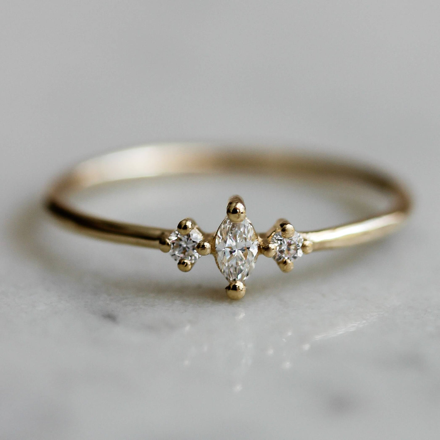 Flora Ring 14K Gold White Diamonds Rings 