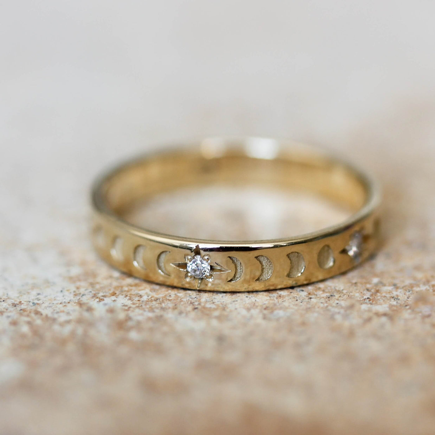 Moon Ring 14k Gold Lab Diamond Rings