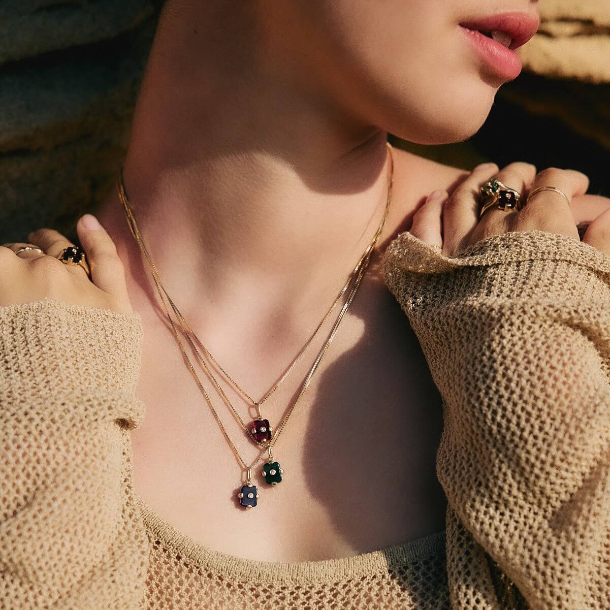 Midnight Necklace 14k Gold Lab Diamond & Rubi Necklaces