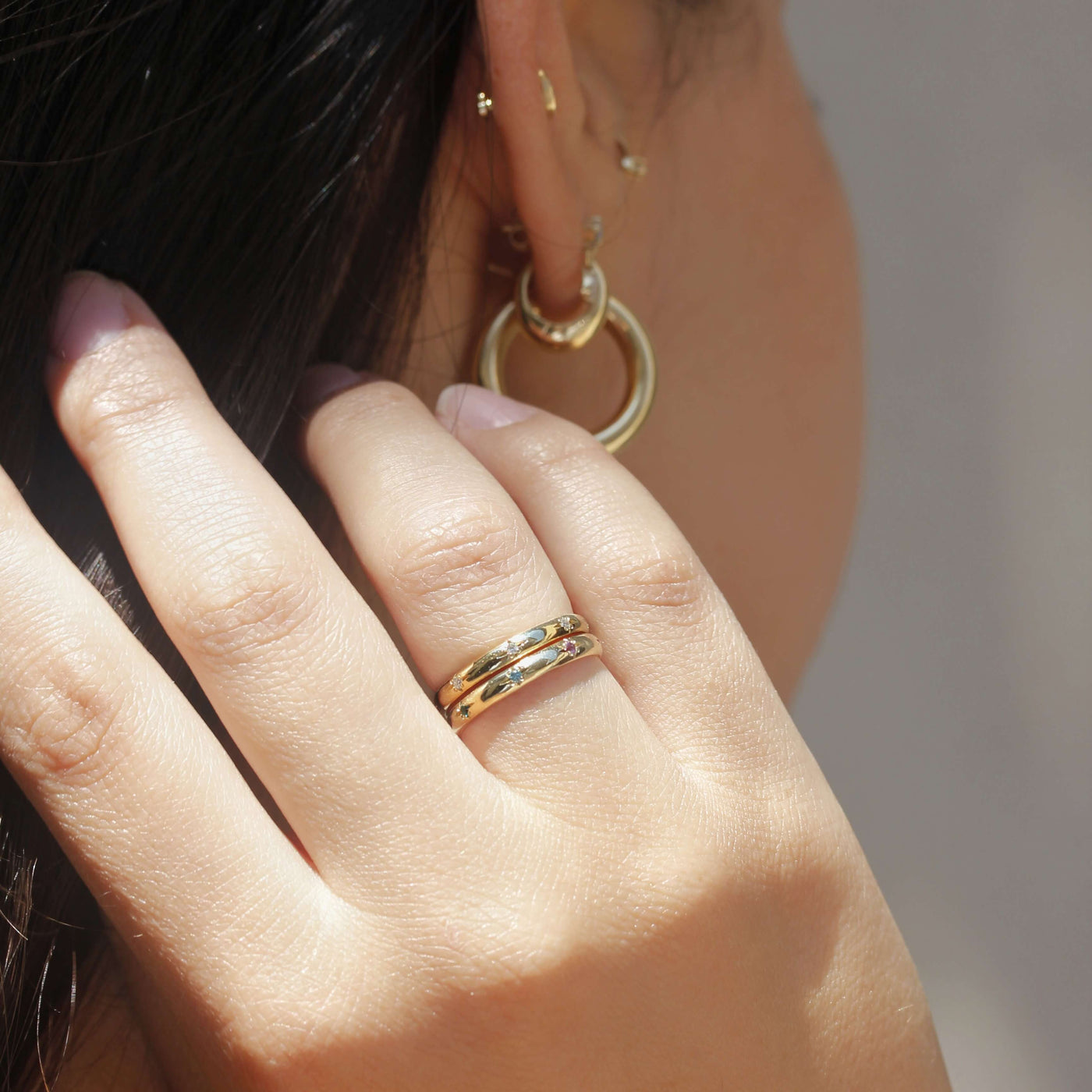 Saturn Rainbow Ring 14k Gold Rings