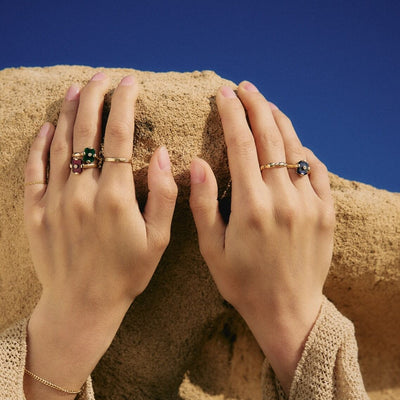 Midnight Ring 14k Gold Lab Diamond & Ruby Rings