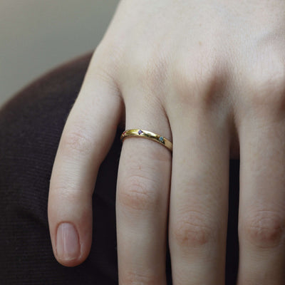 Saturn Rainbow Ring 14k Gold Rings