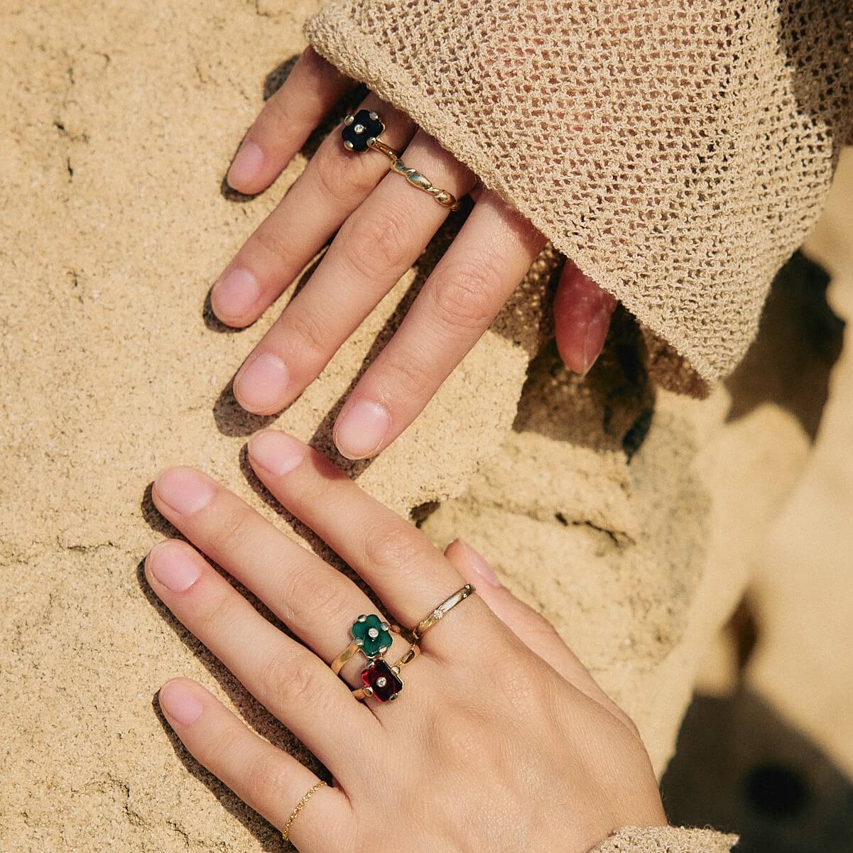 Midnight Ring 14k Gold Lab Diamond & Ruby Rings