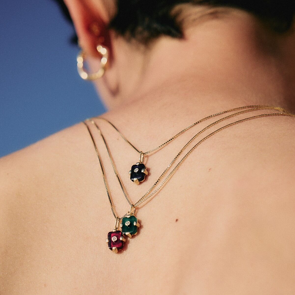 Midnight Necklace 14k Gold Lab Diamond & Rubi Necklaces