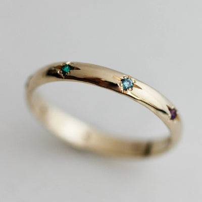 Saturn Rainbow Ring 14k Gold Rings