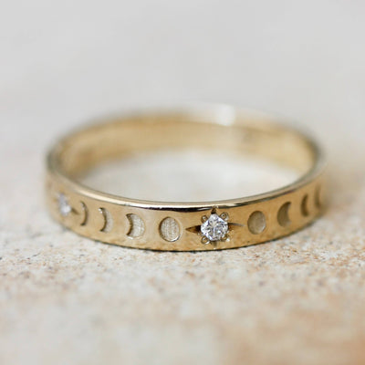 Moon Ring 14k Gold Lab Diamond Rings