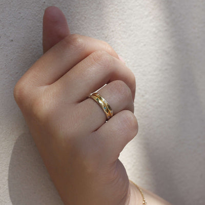 Saturn Rainbow Ring 14k Gold Rings