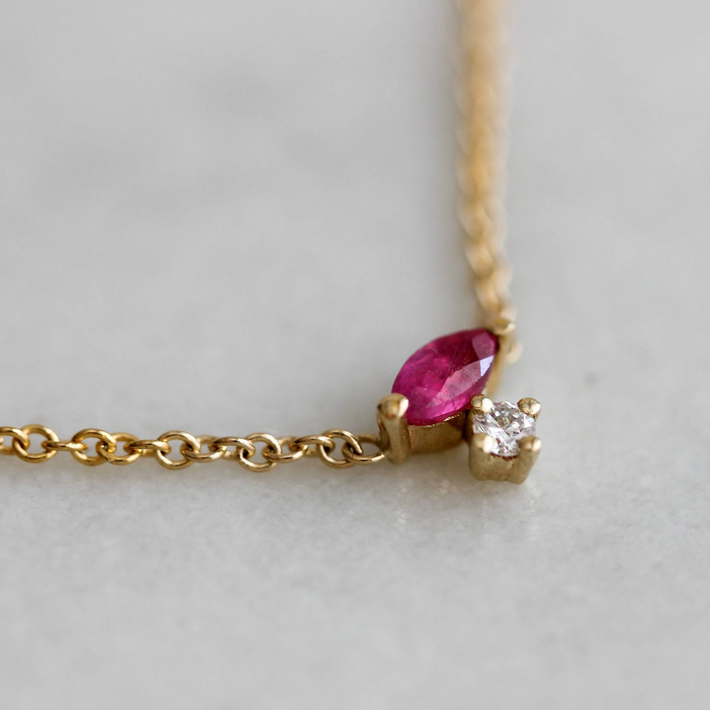 Flora Necklace 14K Gold White Diamond Gemstone Necklaces 