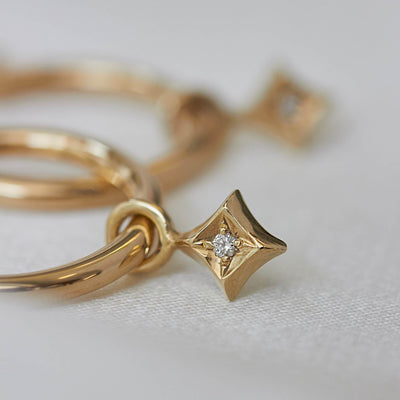 Star Pendant 14k Gold Earrings