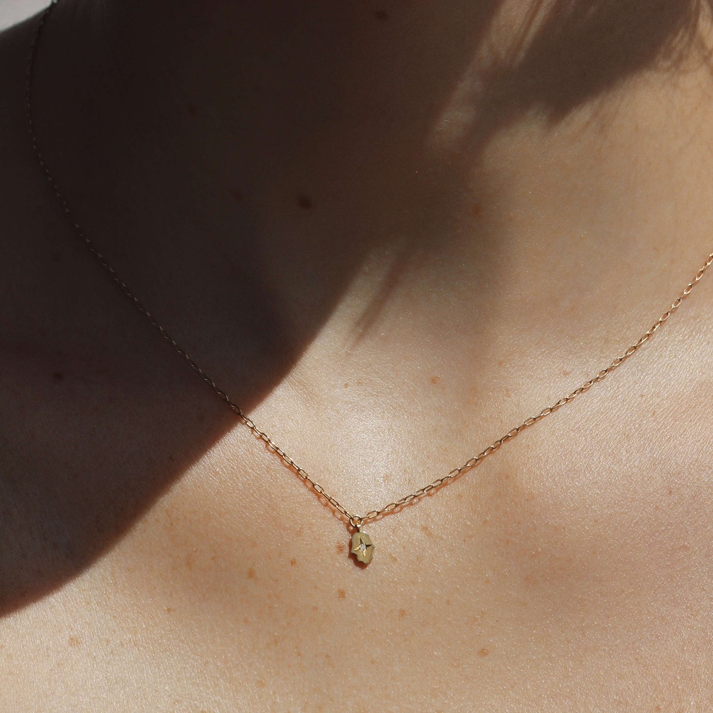Tiny Hamsa Necklace 14k Gold Necklaces