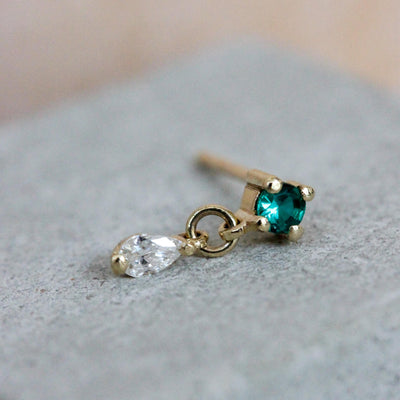 Oasis Earrings 14k Gold Lab White Diamonds & Gem Earrings