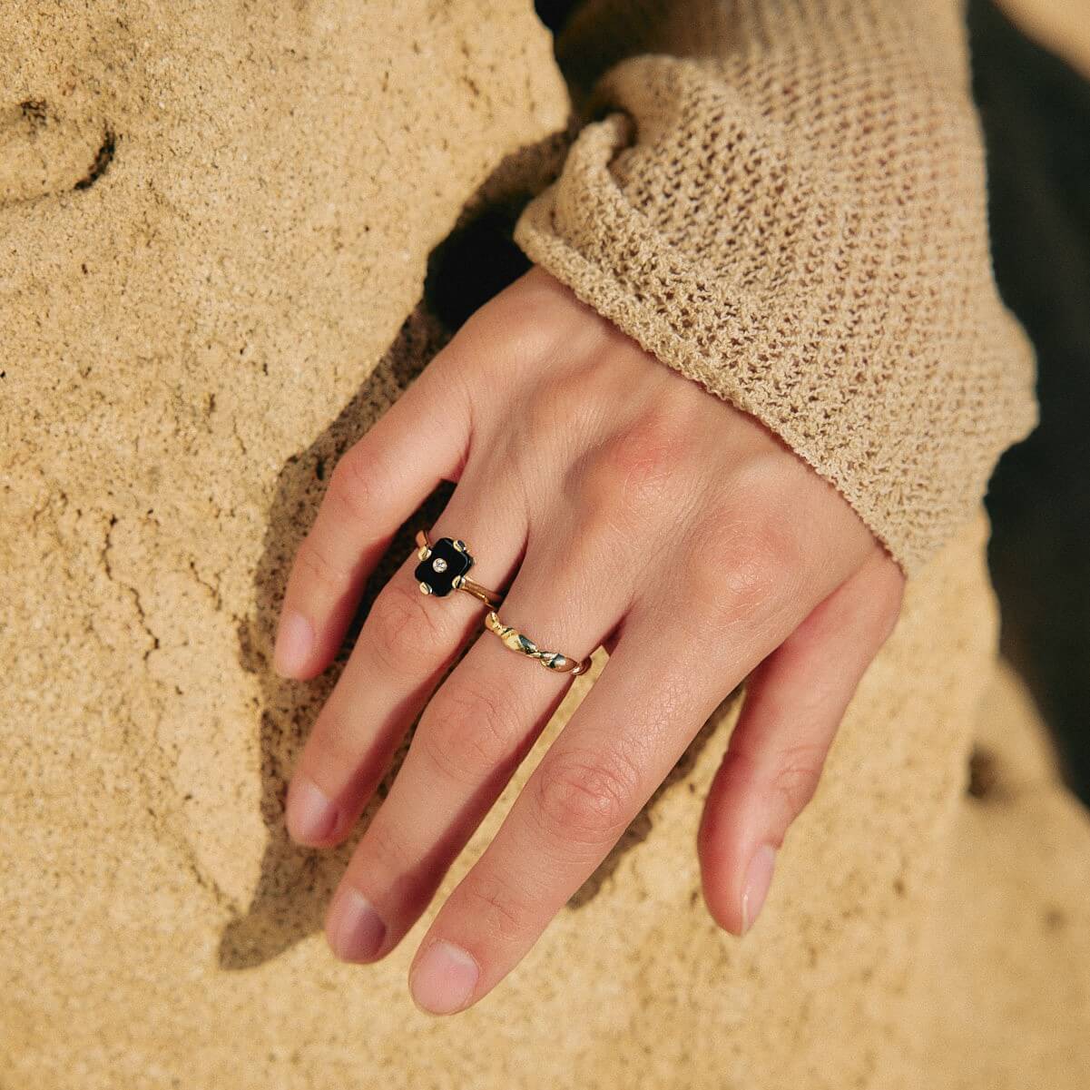 Midnight Ring 14k Gold Lab Diamond & Sapphire Rings