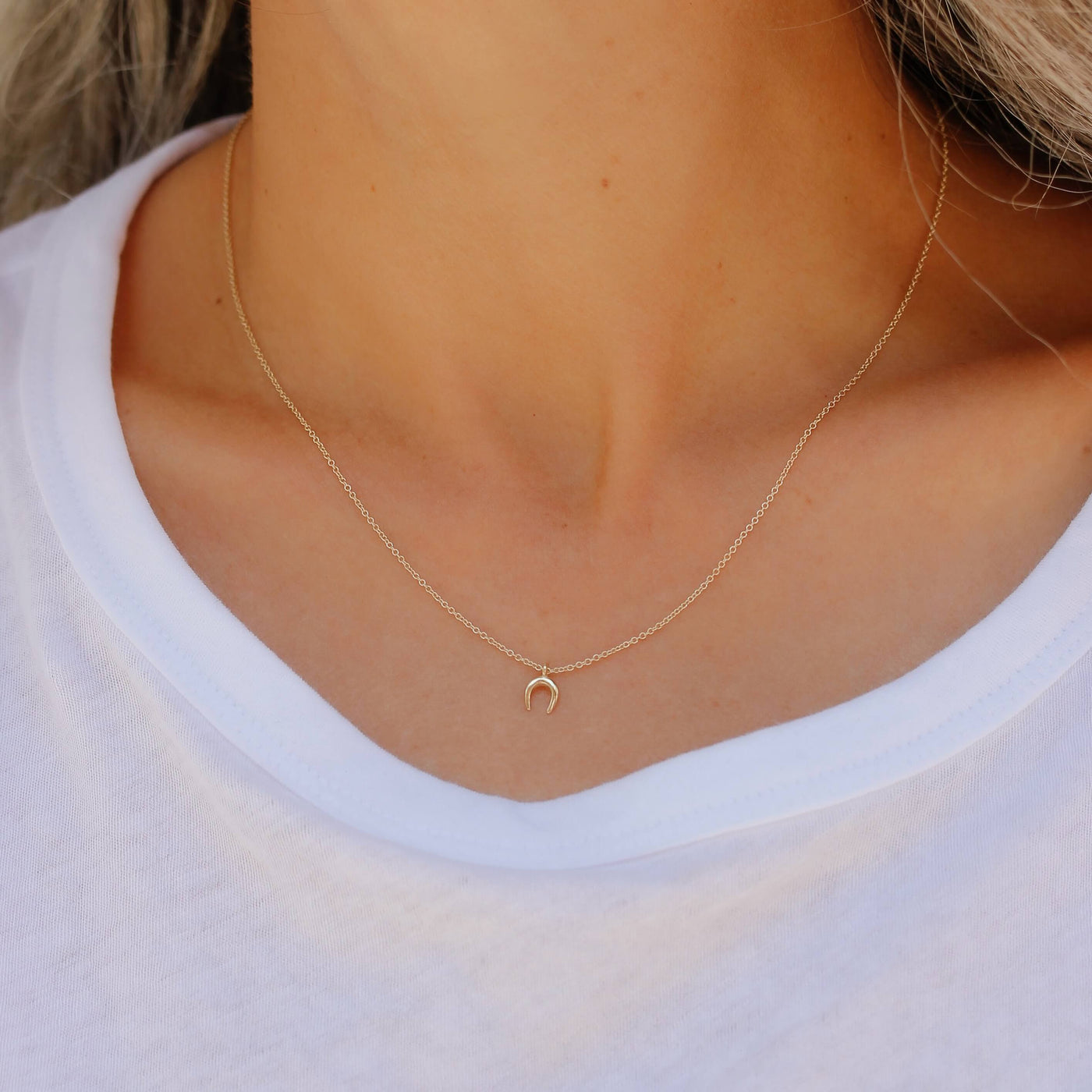 Tiny Horse Shoe Necklace 14k Gold Necklaces