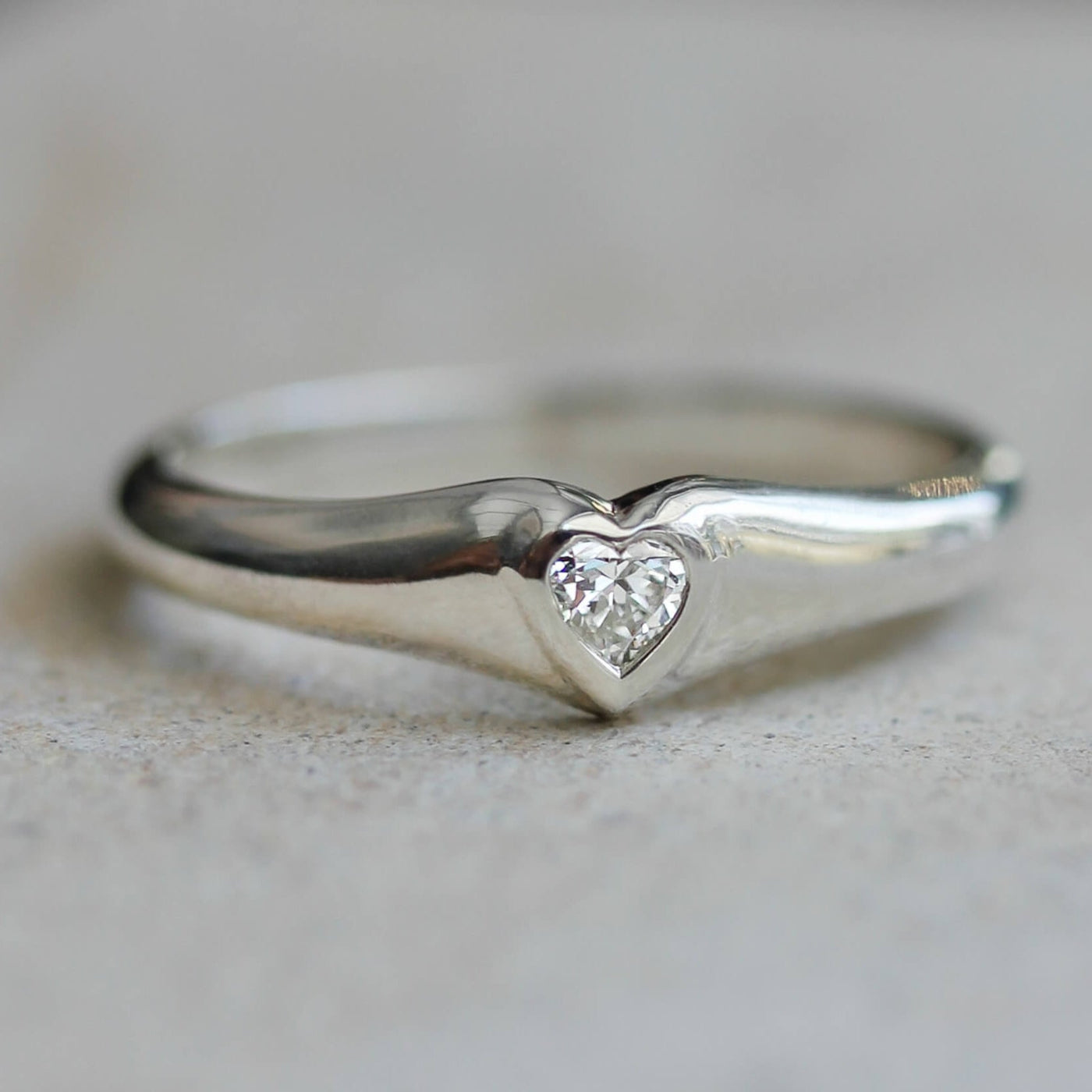Celeste Heart Ring Silver Lab Diamond Rings