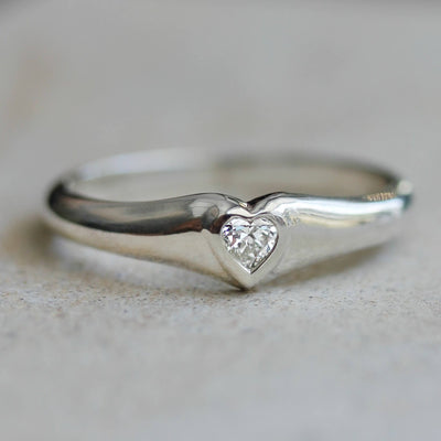 Celeste Heart Ring Silver Lab Diamond Rings