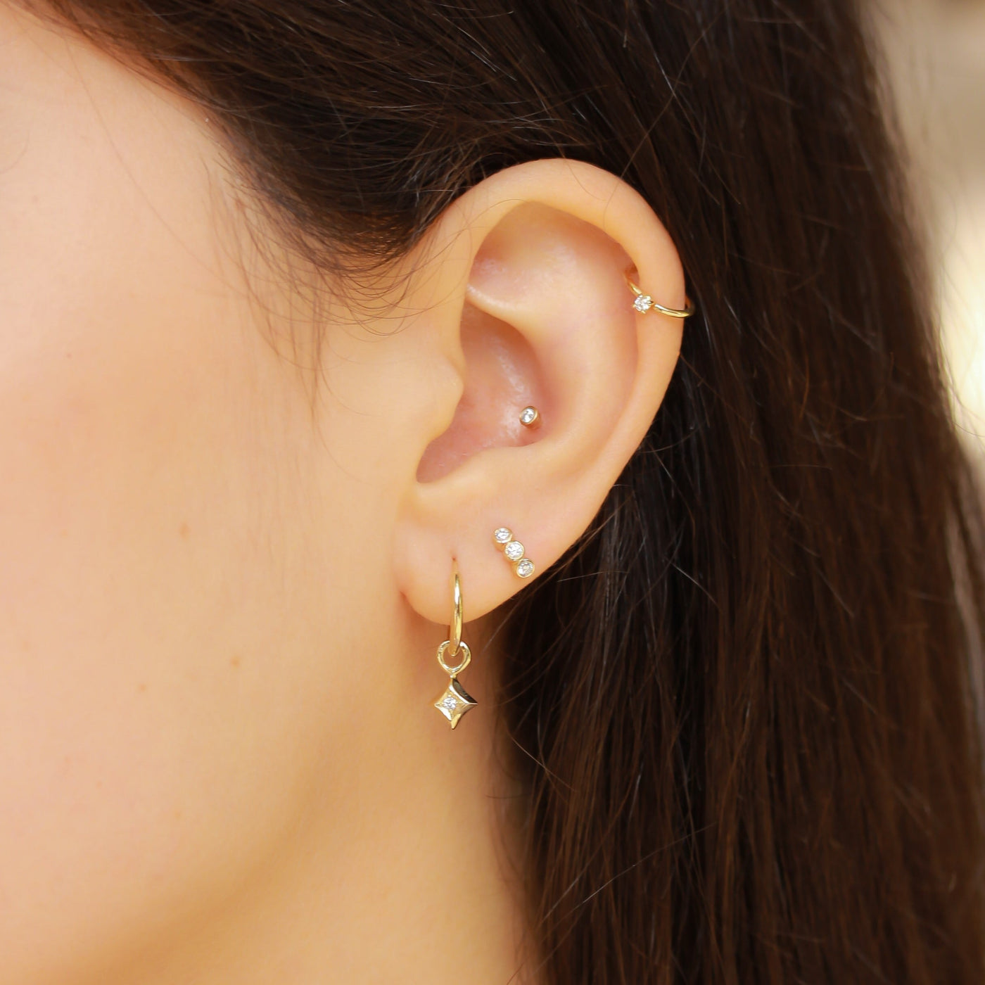 Star Pendant 14k Gold Earrings