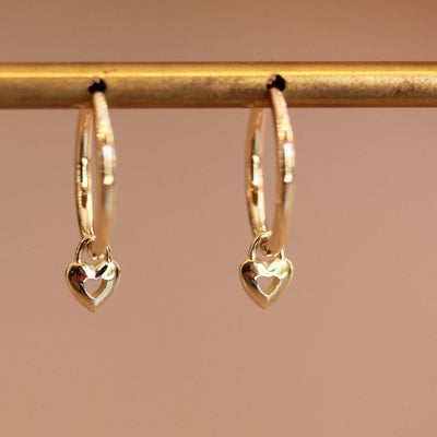 New Heart Pendant 14k Gold Earrings