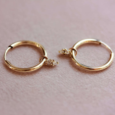 Neptune Pendant 14k Gold White Diamonds Earrings