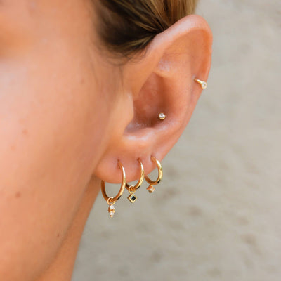 Prince Pendant 14k Gold Black Diamond Earrings