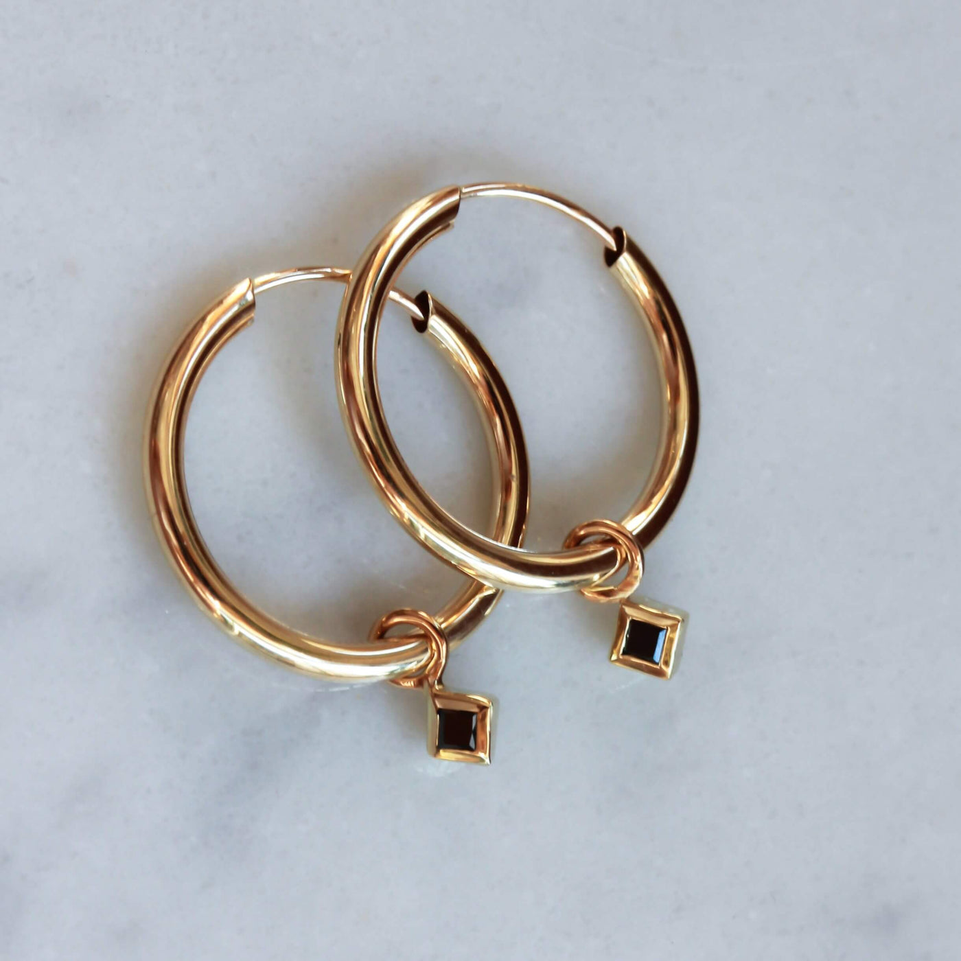 Prince Pendant 14k Gold Black Diamond Earrings
