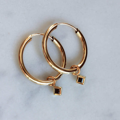 Prince Pendant 14k Gold Black Diamond Earrings