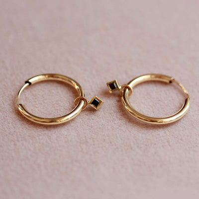 Prince Pendant 14k Gold Black Diamond Earrings