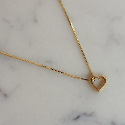 Hollow Heart Pendant 14k Gold Necklaces 14K Yellow