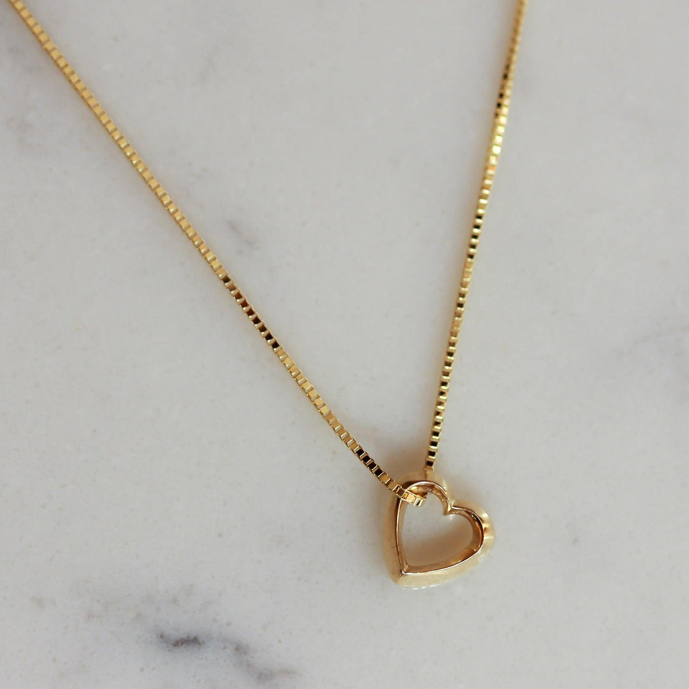 Hollow Heart Pendant 14k Gold Necklaces