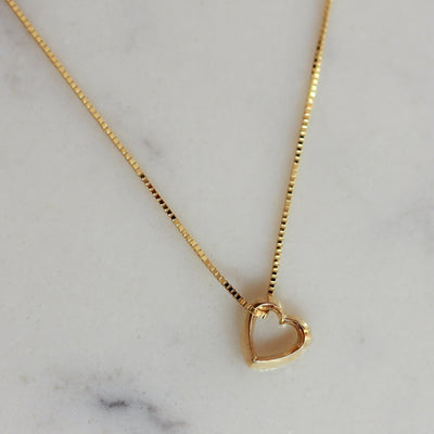 Hollow Heart Pendant 14k Gold Necklaces