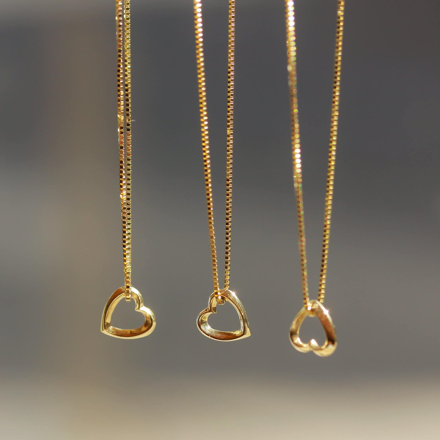 Hollow Heart Pendant 14k Gold Necklaces