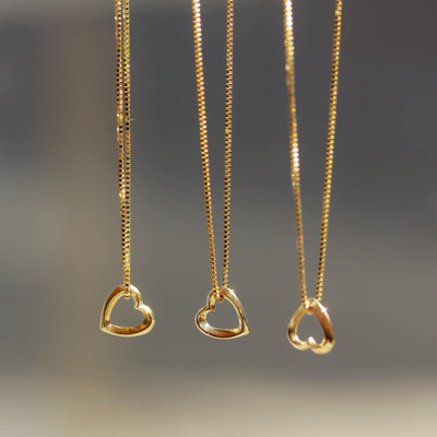 Hollow Heart Pendant 14k Gold Necklaces