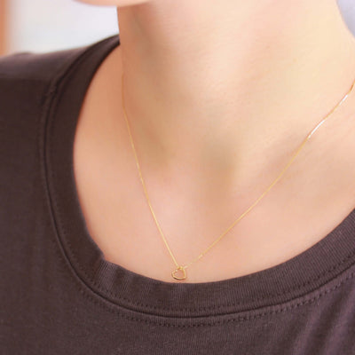 Hollow Heart Pendant 14k Gold Necklaces