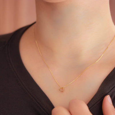 Hollow Heart Pendant 14k Gold Necklaces