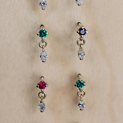 Oasis Earrings 14k Gold Lab White Diamonds & Gem Earrings