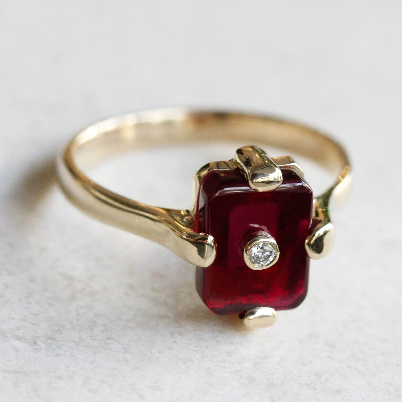 Midnight Ring 14k Gold Lab Diamond & Ruby Rings
