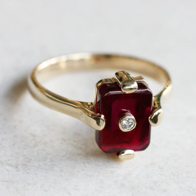 Midnight Ring 14k Gold Lab Diamond & Ruby Rings